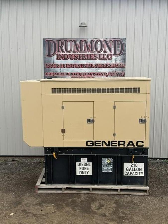 Used 60 KW DIESEL GENERATOR GENERAC 120/240 VOLT ONLY 252 HRS SOUND ENCLOSED VIDEO