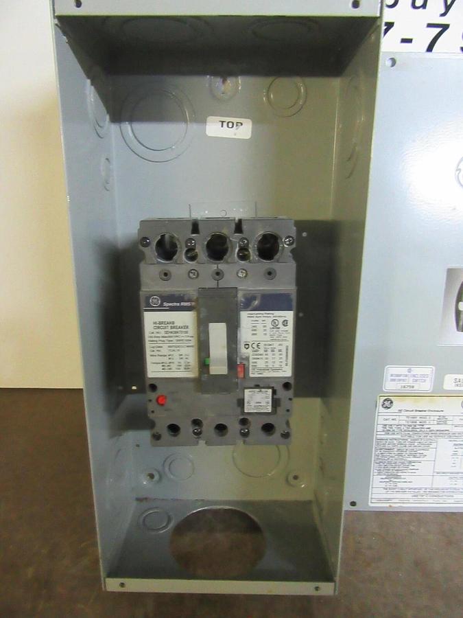Used GE CIRCUIT BREAKER ENCLOSURE TE100F MOD. 9 TYPE 1 ENCL. W/ SEHA36AT0100