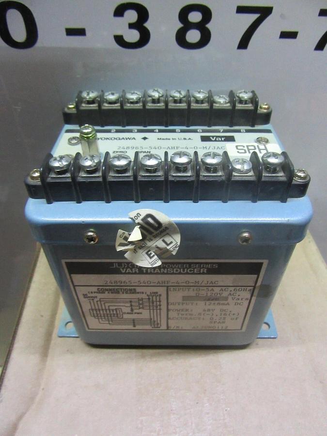 Used YOKOGAWA JUXTA VAR TRANSDUCER 248965-540-AHF-4-0-M/JAC 120 VAC 1500 VARS