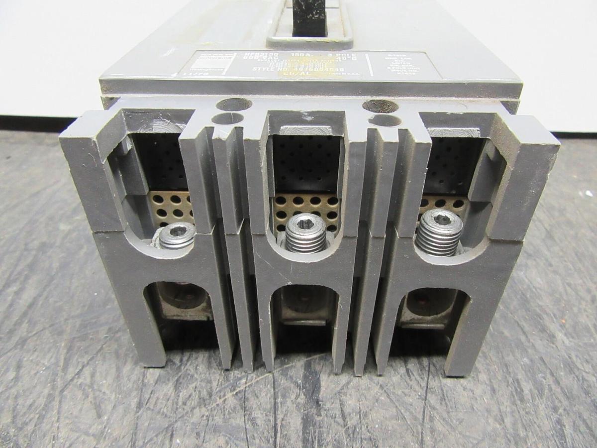 Used WESTINGHOUSE 3-POLE CIRCUIT BREAKER HFB3150 150 AMP 600 VAC 4976D04G46
