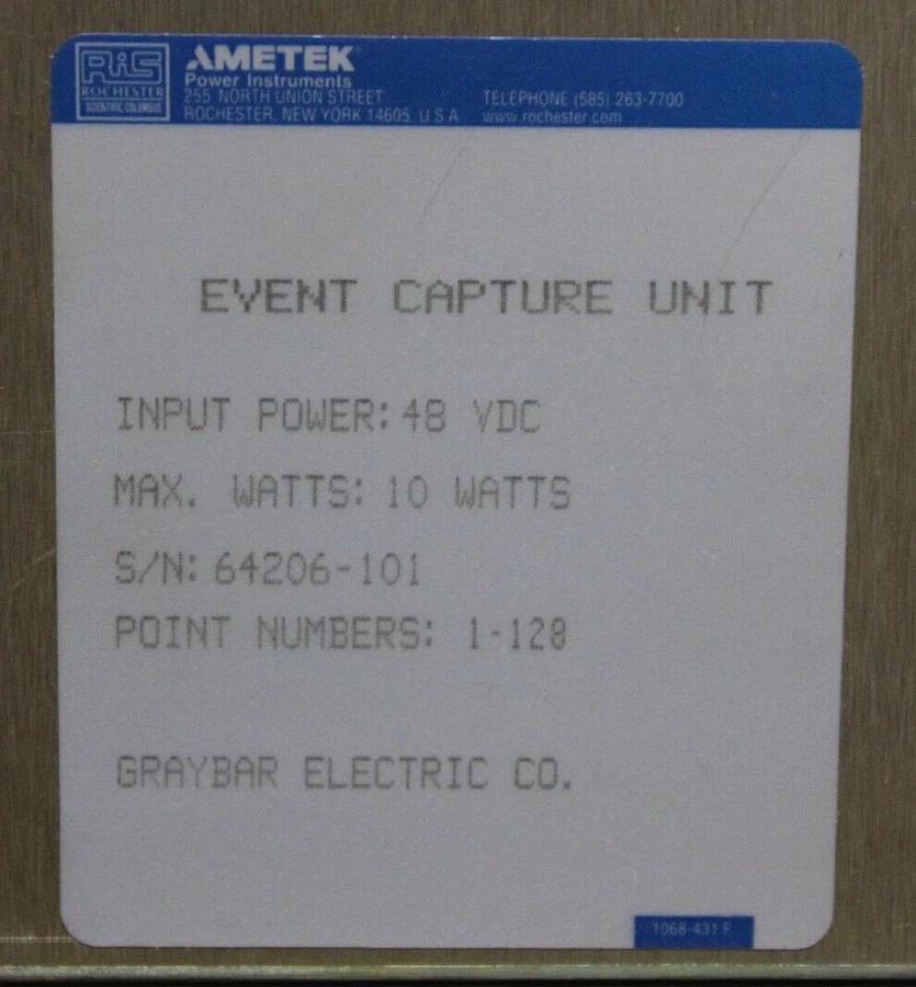 Used RIS AMETEK EVENT CAPTURE CARD ISM-LPS 48 VDC 10 WATT **WARRANTY INCLUDED**