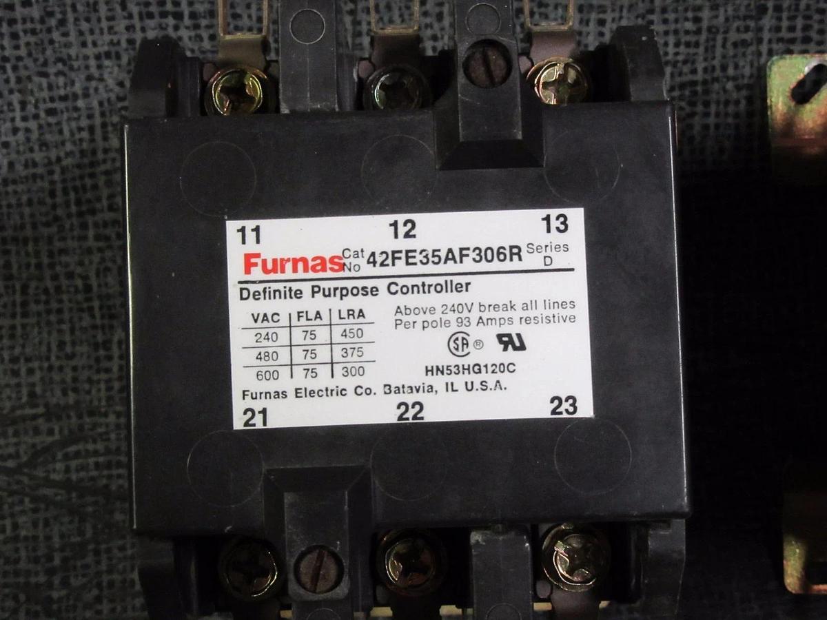 Used (1) FURNAS CONTACTOR 42FE35AF306R 75 AMP 600V 3 PHASE 110-120V COIL HN53HG120C