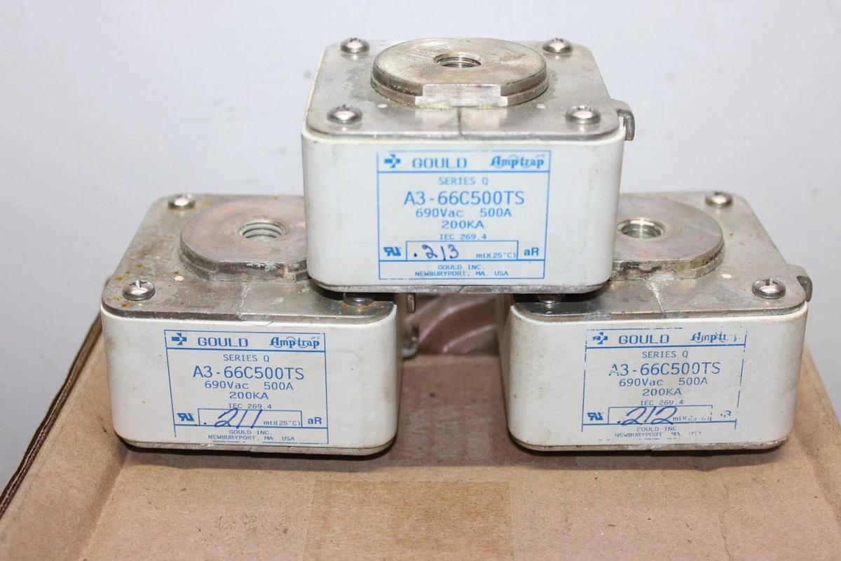 Used GOULD SQUARE BODY FUSE A3-66C500TS 500 AMP 690 VAC 200KA **WARRANTY INCLUDED**