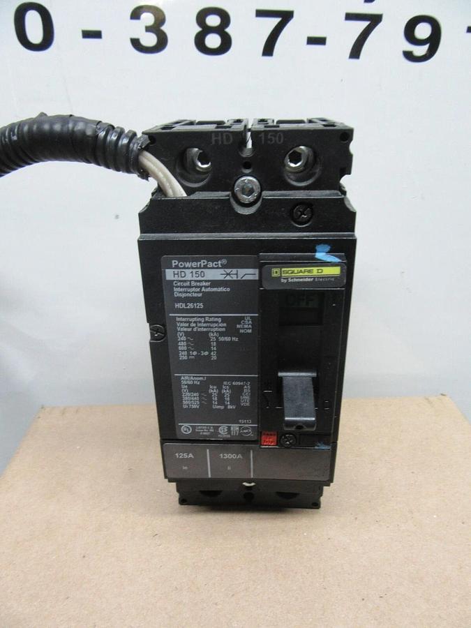 Used SQUARE D POWERPACT CIRCUIT BREAKER HDL26125 2-POLE 125 AMP 600 VAC **WARRANTY**