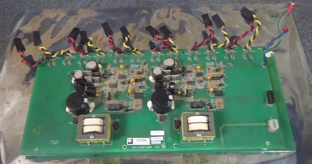 Used YORK CIRCUIT BOARD VFD GATE CONTROL WITH BASE BOARD MODEL: 031-01681-000 REV G