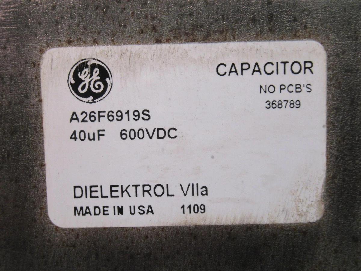 Used GE DIELEKTROL 40 uF CAPACITOR A26F6919S 600 VDC NO PCB's GENERAL ELECTRIC