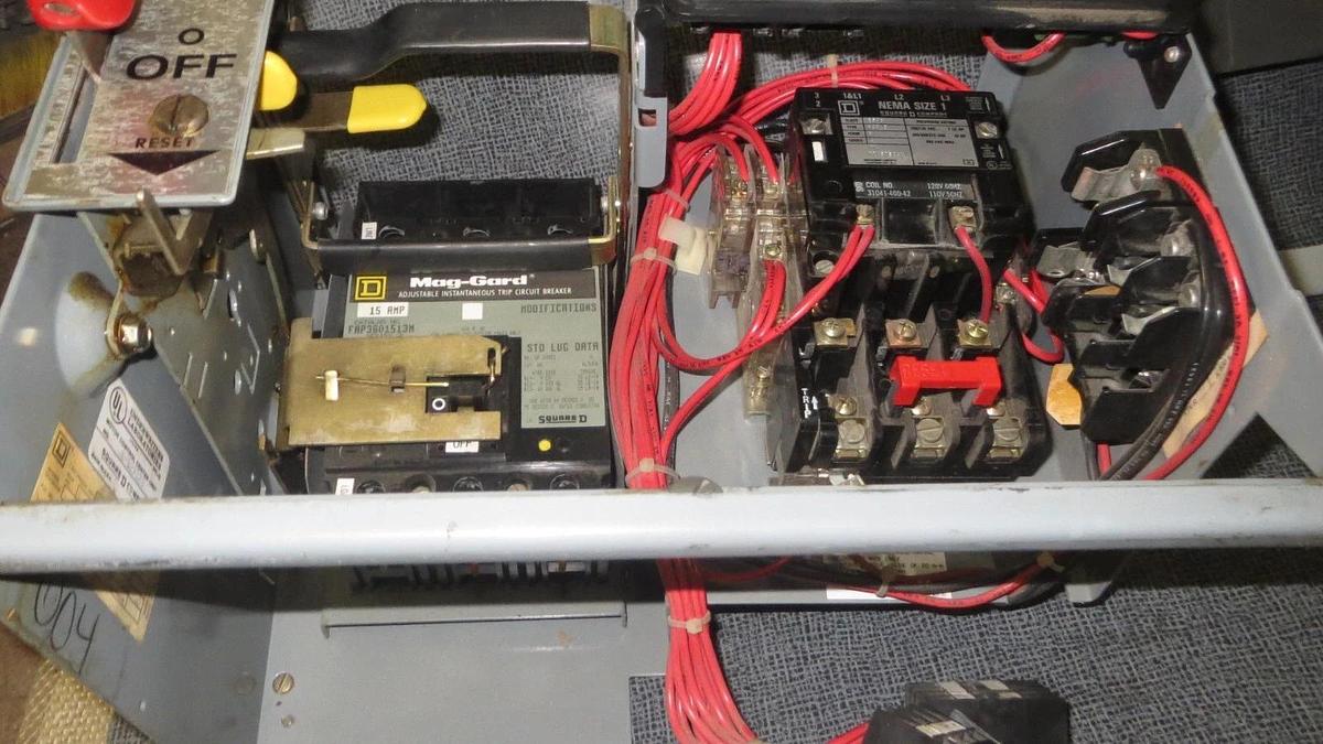 Used SQUARE D 12" MCC BUCKET 480 VAC 15 AMP FAP BREAKER WITH NEMA SIZE 1 STARTER