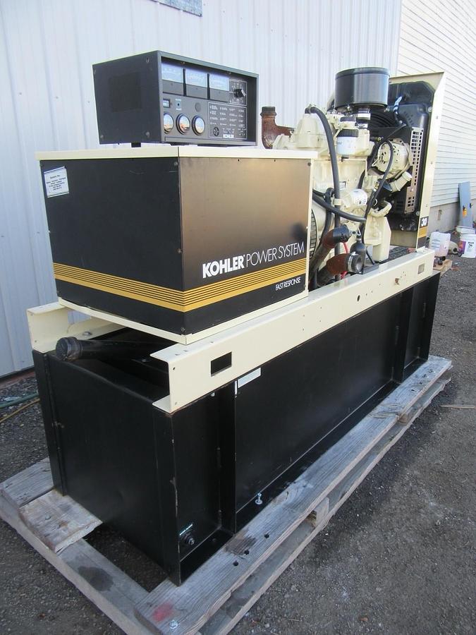 Used 30KW DIESEL GENERATOR KOHLER 120/240 V JOHN DEERE 12-LEAD RECONNECTABLE 33 KW
