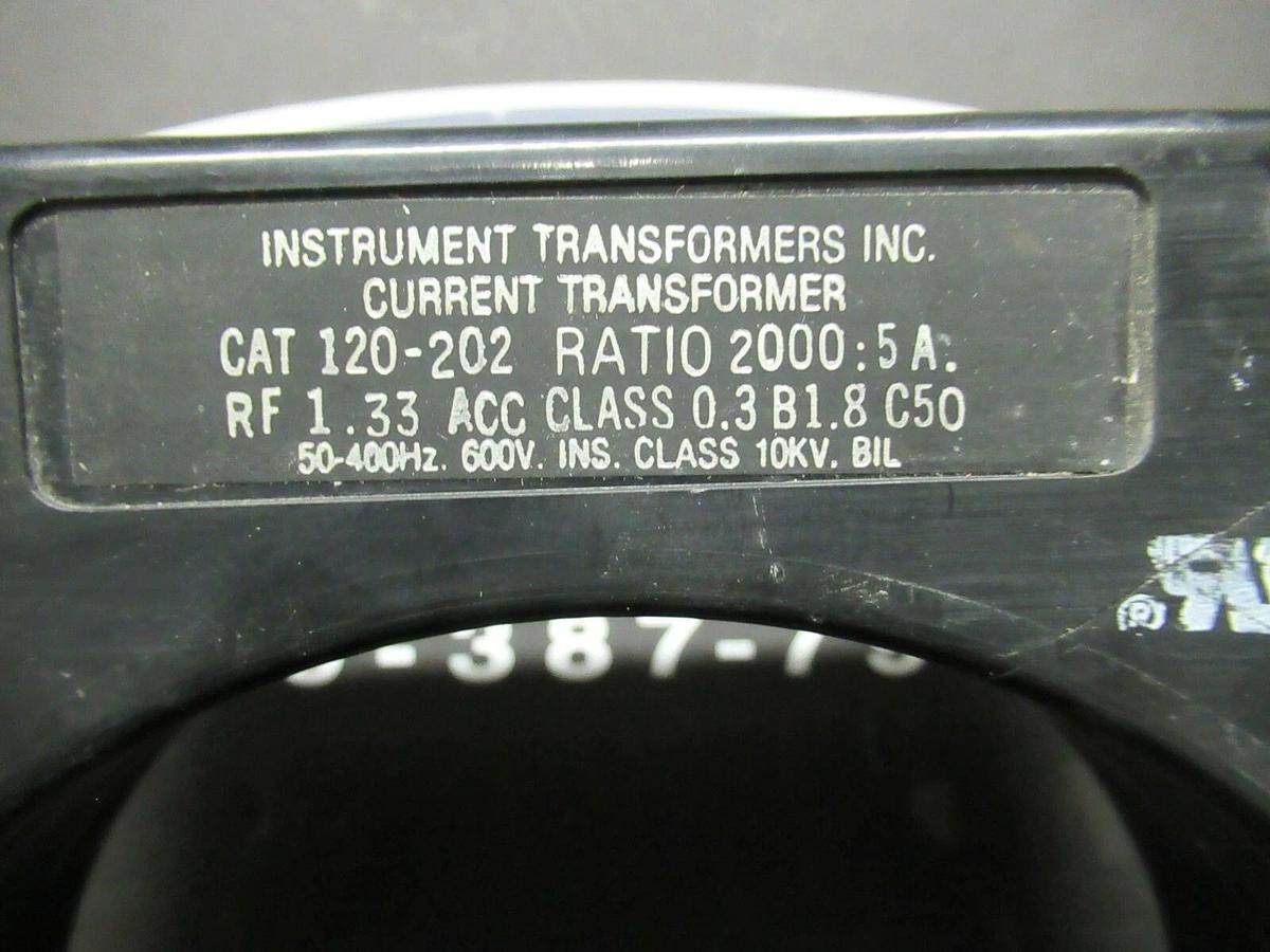 INSTRUMENTS CURRENT TRANSFORMER 120-212 RATIO: 2000:5 A 50-400 HZ 1.33 RF