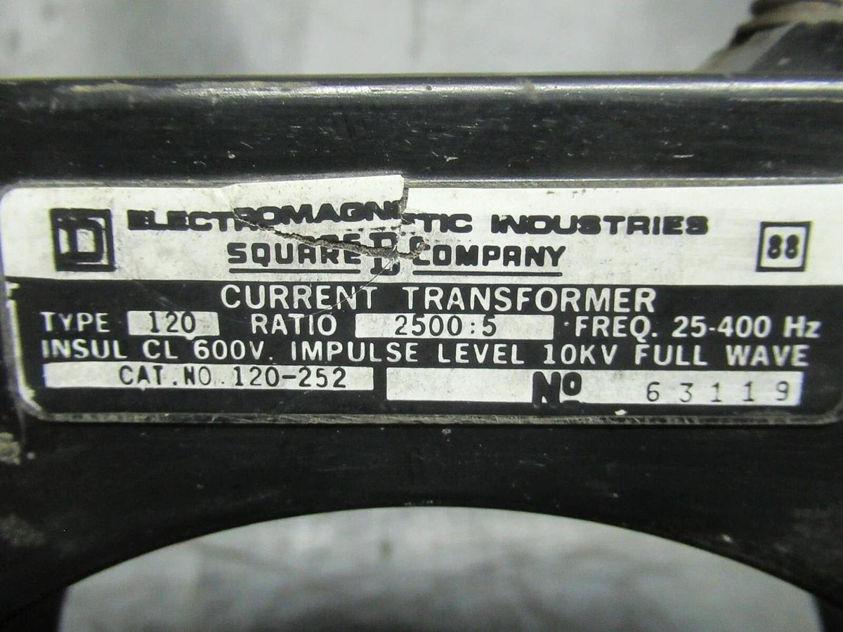 Used INSTRUMENT TRANSFORMER CURRENT TRANSFORMER 120-252 RATIO: 2500:5 **WARRANTY**