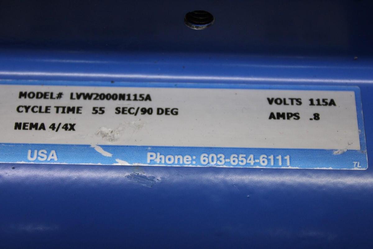 Used VALVCON ACTUATOR LVW2000N115A 2000 IN-LBS 55 SEC CYCLE 115V 0.8A NEMA 4