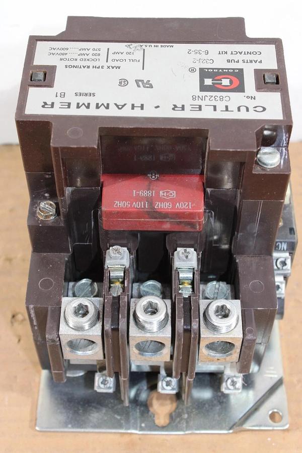 Used CUTLER HAMMER CONTACTOR C832JN8 120 AMP 600 VOLT 3-PHASE COIL: 120V **WARRANTY**