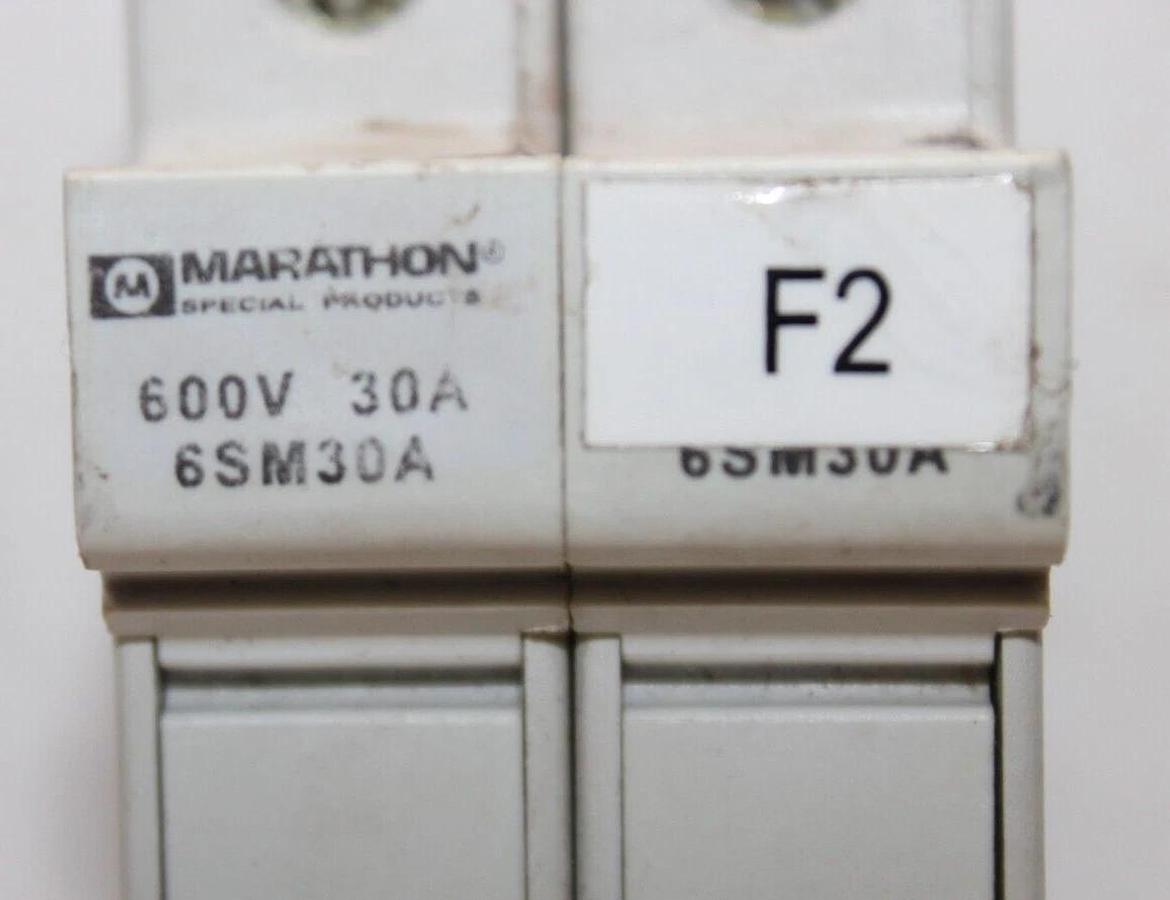 Used MARATHON MIDGET FUSE HOLDER 6SM30A 600 VOLT 30 AMP 2-POLE **WARRANTY**
