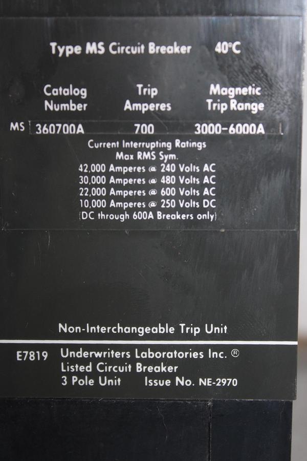 Used EATON CIRCUIT BREAKER FS360015A 15 AMP 600 VAC 3-POLE
