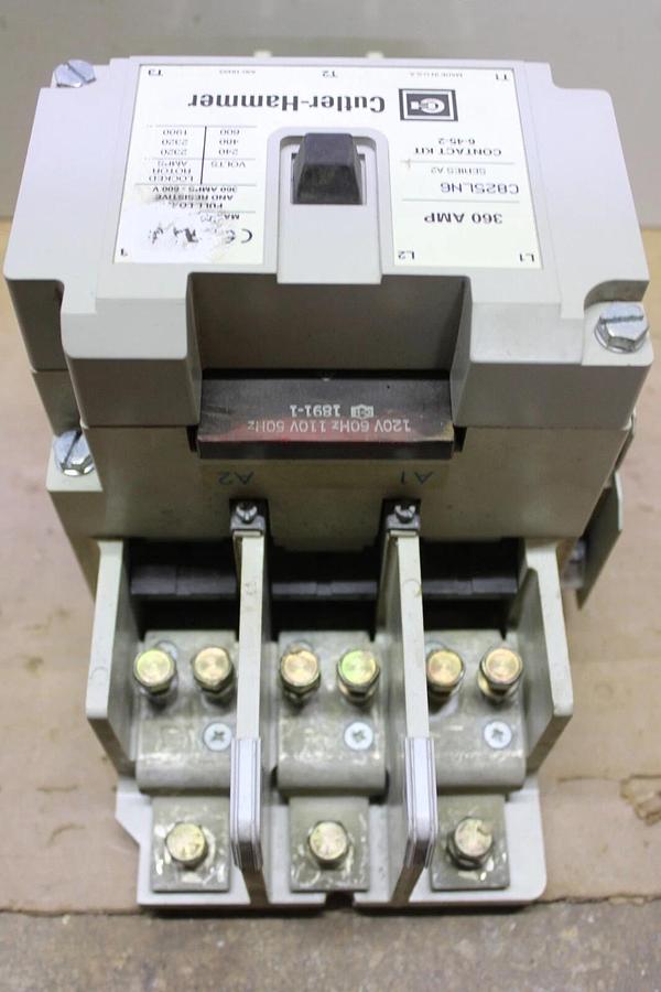 Used CUTLER HAMMER CONTACTOR C825LN6 360 AMP 600 VOLT 3-POLE 3-PHASE COIL: 120 VOLT