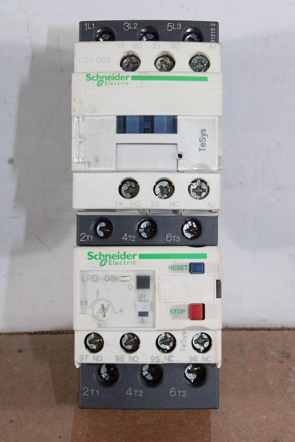 Used SCHNEIDER STARTER LC1D09 25 AMP 600 VAC 7.5 HP W/ LRD-08 *WARRANTY*