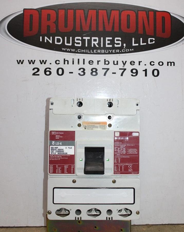 Used CUTLER HAMMER MOLDED CASE SWITCH LD3600WK 600 AMP 3-POLE 600 VAC 3-PHASE