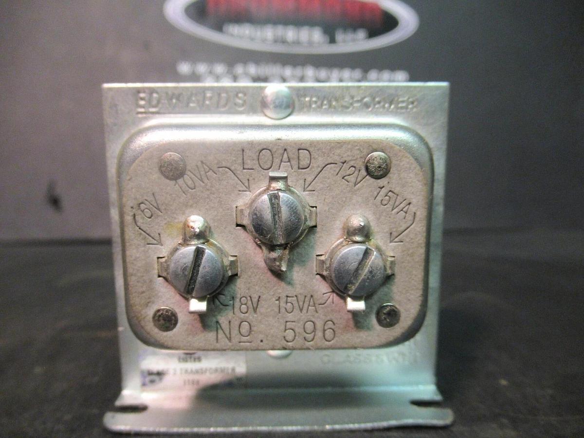 EDWARDS / GENERAL SIGNAL CONTROL TRANSFORMER CAT# 596 120 VAC PRI 6/12/18 VAC