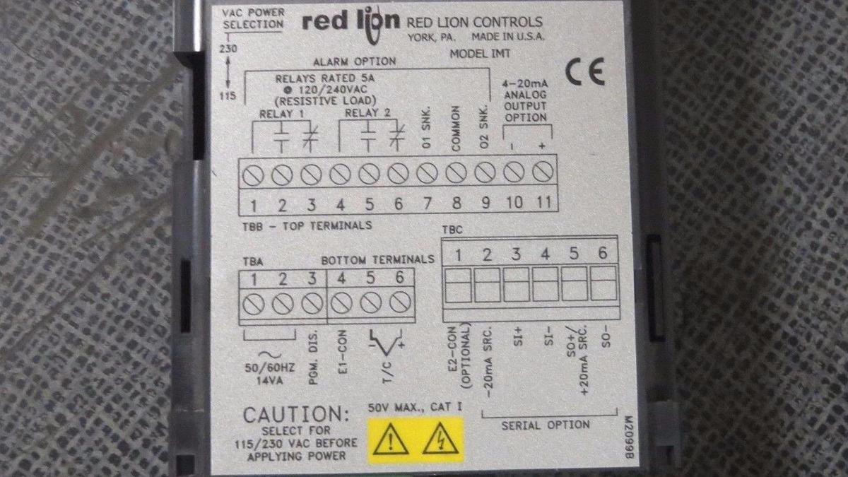 Used RED LION CONTROLS THERMOCOUPLE METER 115/230 VAC  MODEL:  IMT02060 **WARRANTY**