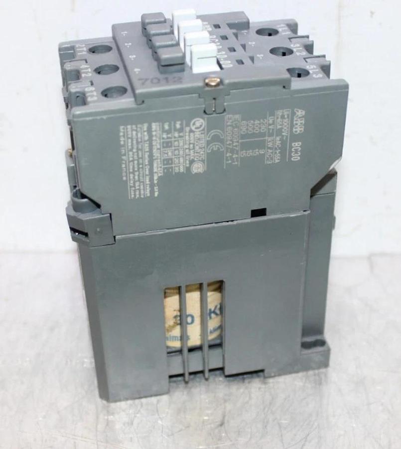 Used ABB CONTACTOR BC30-30-00 600 VOLT 45 AMP 30 HP COIL: 24 VDC *WARRANTY*