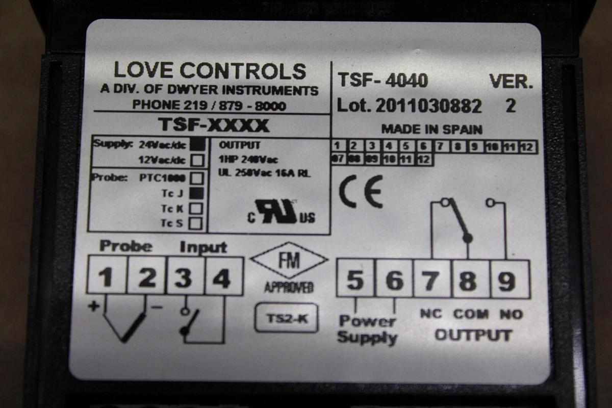 Used LOVE CONTROLS THERMOCOUPLE LIMIT CONTROL TSF-4040 24 VAC **WARRANTY**