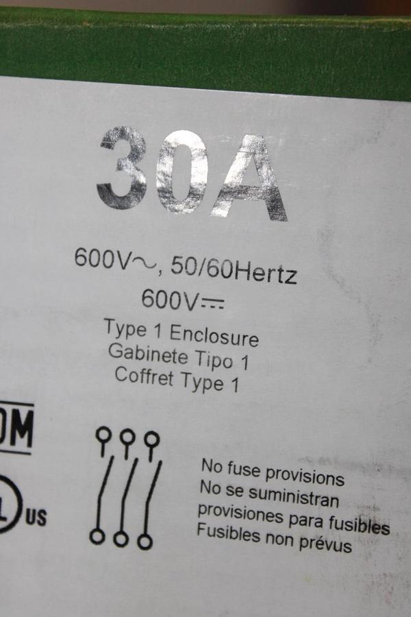 NIB SQUARE D VISIPACT HEAVY DUTY SAFETY SWITCH VHU361 30 AMP 600 VAC TYPE 1