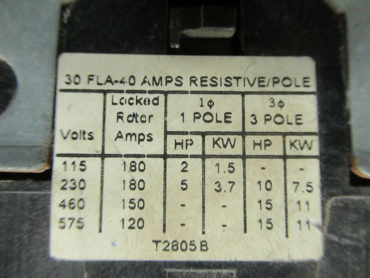 Used 30 AMP COPELAND CONTACTOR 012-3030-01 600 VOLTS 15 HP 40 AMP/RES **WARRANTY**