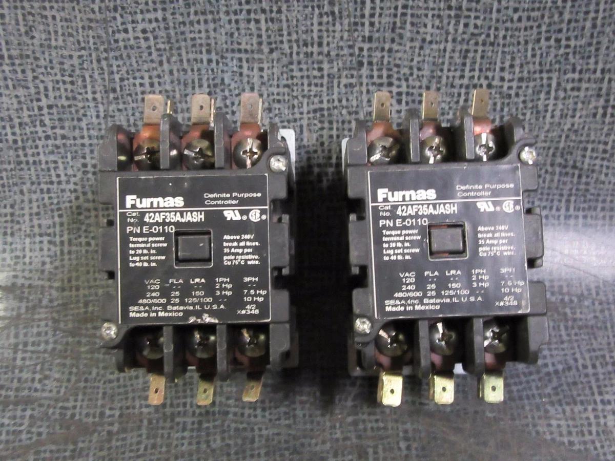 Used (1) FURNAS CONTACTOR 25 AMP 600V 3 PHASE 10 HP 24V COIL MODEL: 42AF35AJASH