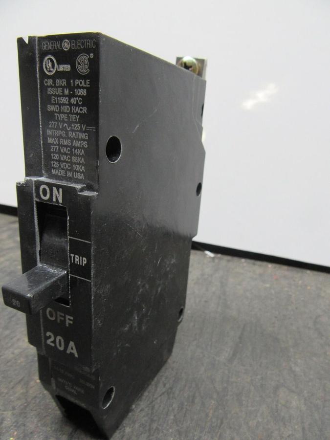 Used LOT OF 4 GE TEY HACR CIRCUIT BREAKER E11592 1-POLE 20 AMP 277 VAC **WARRANTY**