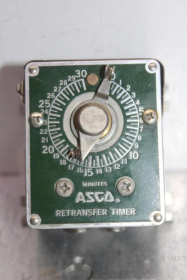 Used ASCO ESTERLINE RETRANSFER INDUSTRIAL TIMER CSF-J-4802-30M 220 VOLT 0-30 MINUTE
