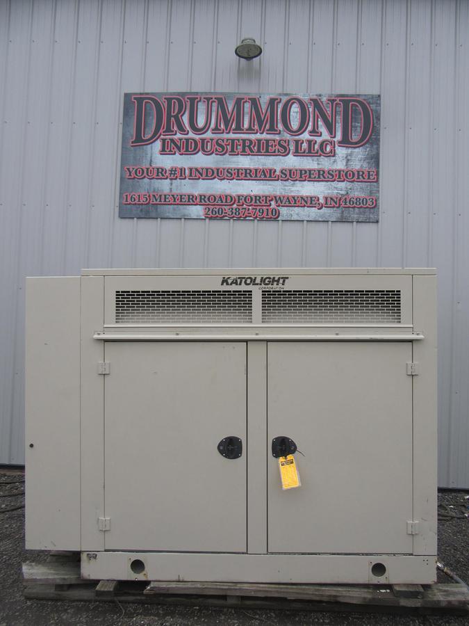 Used 30 KW NATURAL GAS PROPANE GENERATOR KATOLIGHT 120/240V RE-CONNECTABLE 114 HRS VIDEO WE SHIP