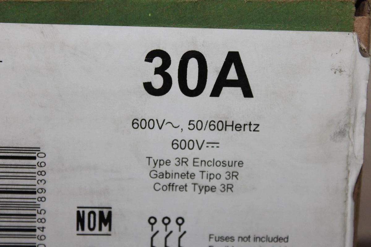 NIB SQUARE D VISIPACT HEAVY DUTY SAFETY SWITCH VHU361N 30 AMP 600 VAC TYPE 1