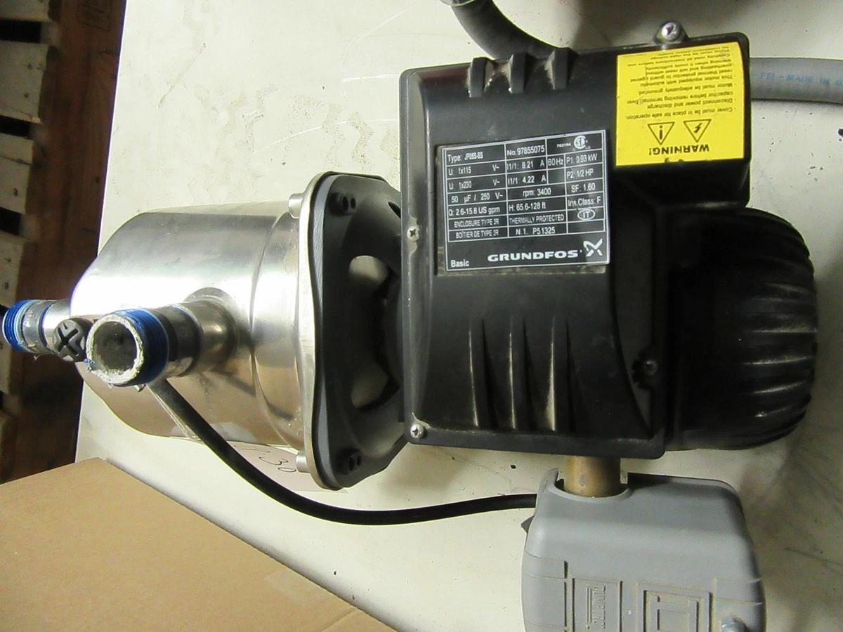 Used GRUNDFOS JP05S-SS JET PUMP STAINLESS 115/230 VAC 1 PH 1/2 HP 1" OUT 3R 15 GPM