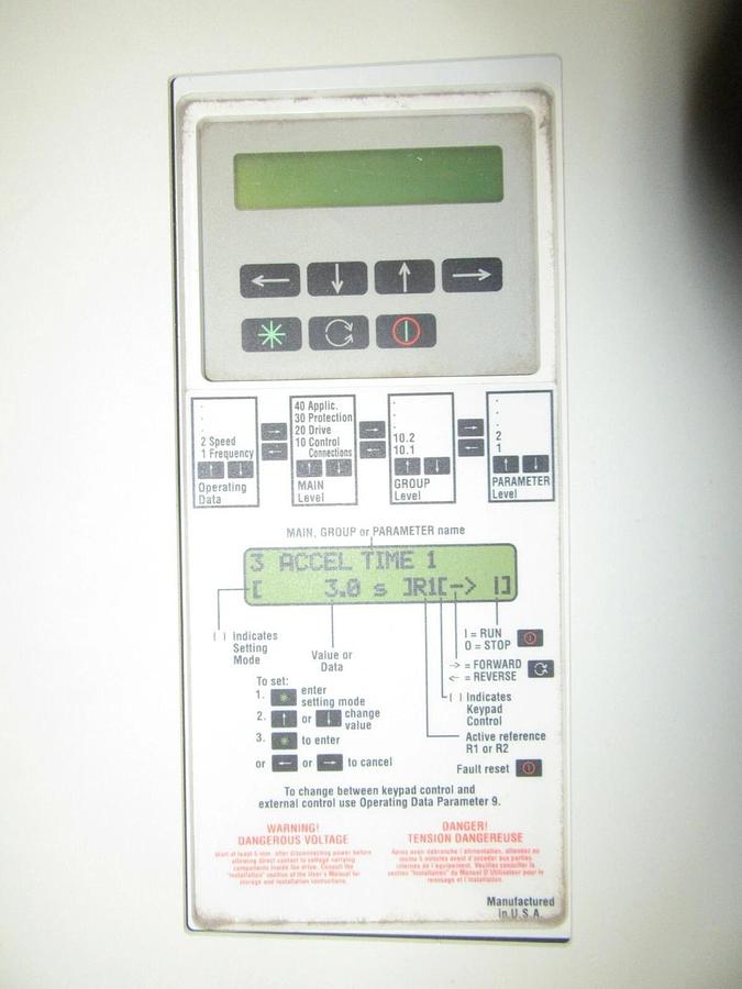Used ABB VARIABLE SPEED DRIVE H501020400 ACH501-020-4-00P2 480V 20 HP 27 AMP