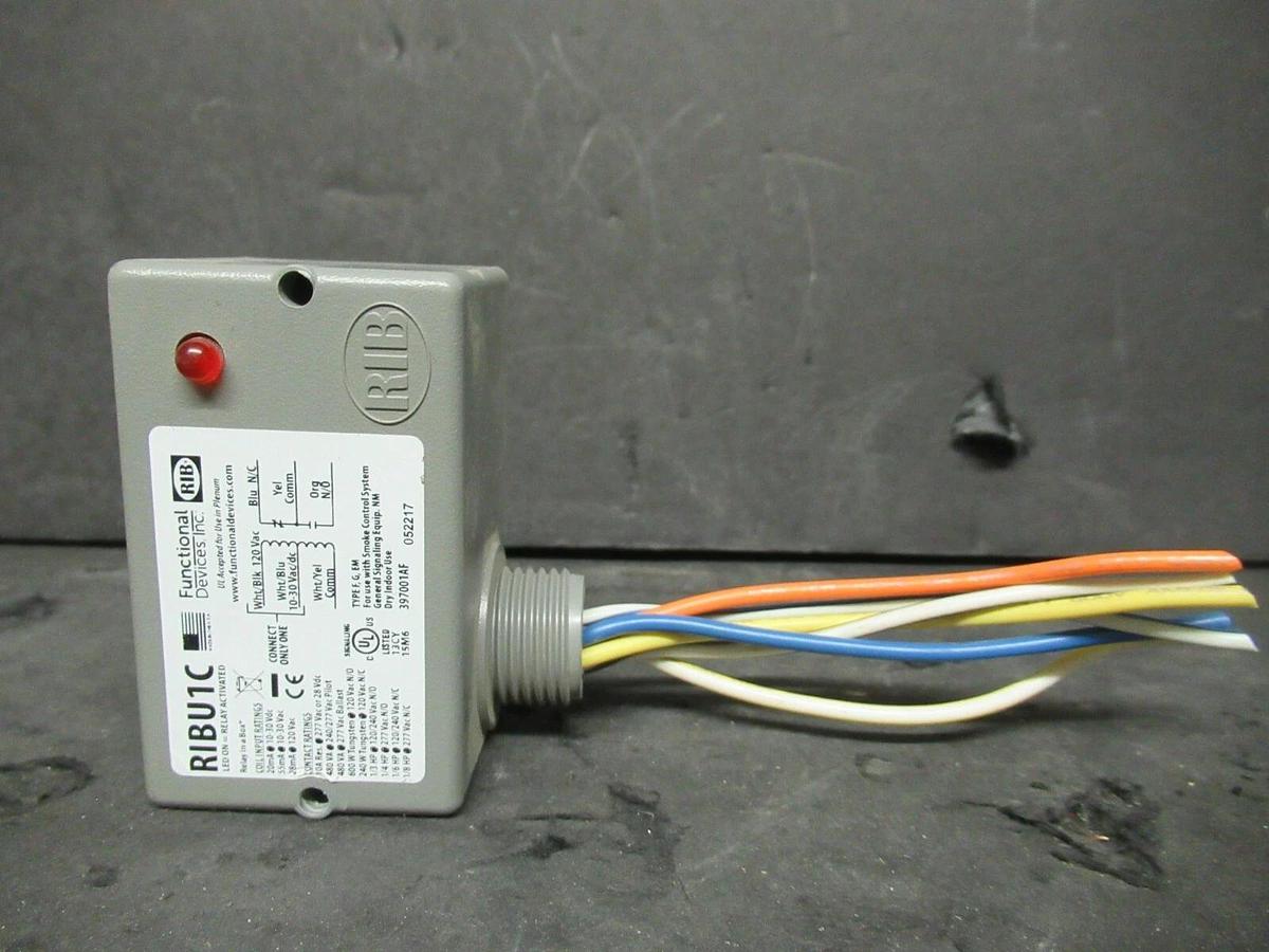 Used FUNCTIONAL DEVICES INC. ENCLOSED PRE-WIRED RELAY RIBU1C RIB 120 V SMOKE CONTROL
