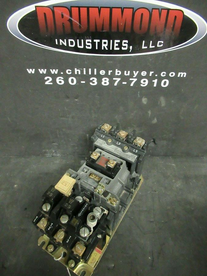 Used ALLEN BRADLEY STARTER 509-A0D SER. B 600 VAC 5 HP @ 460 VAC 18 AMP SIZE 0