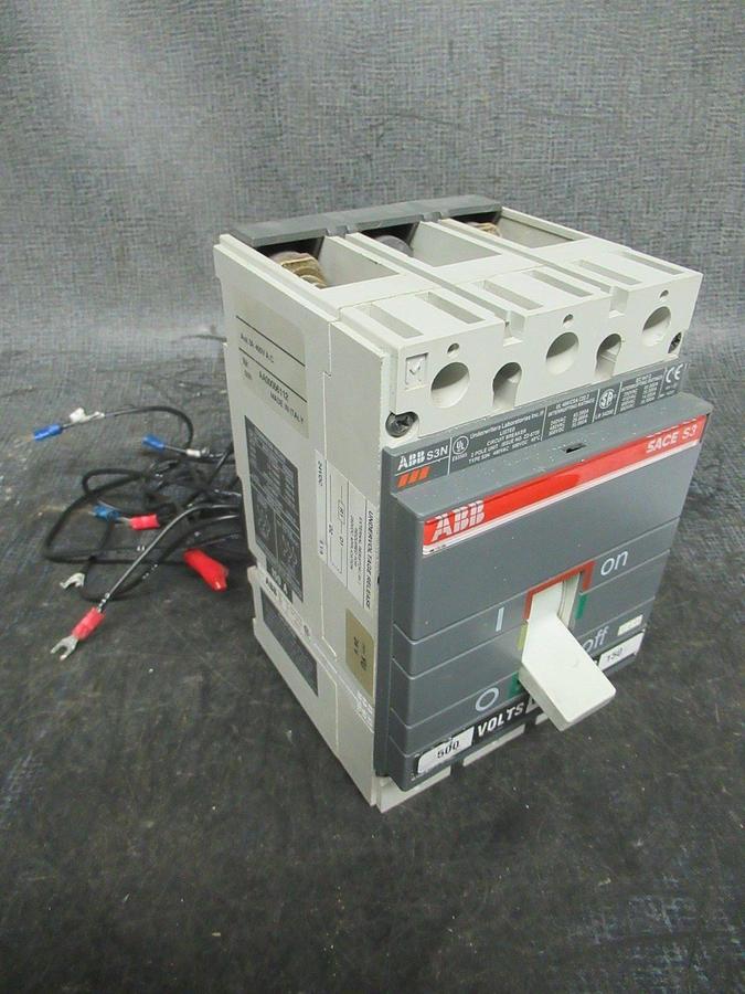 Used 150 AMP ABB BREAKER SACE S3 S3N 500 VDC 2 POLE W/ AUXILIARY SWITCH & UVR