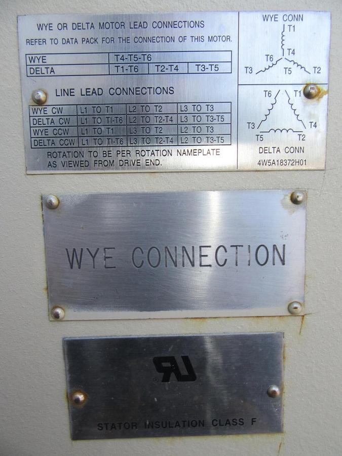 Used 886 HP TECO / YORK INDUCTION MOTOR 4160 V 3 PH 4510 FRAME 3600 RPM 108 FLA 2001