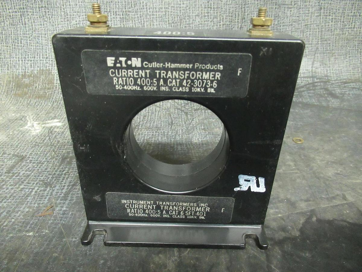 Used EATON CURRENT TRANSFORMER 42-3073-6 RATIO: 400:5 A 50-400 HZ **WARRANTY**