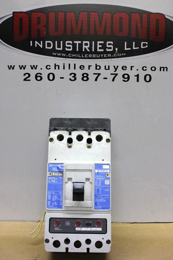 Used CUTLER HAMMER CIRCUIT BREAKER KD3400F 350 AMP TRIP 600 VAC 3-POLE W/ SHUNT TRIP
