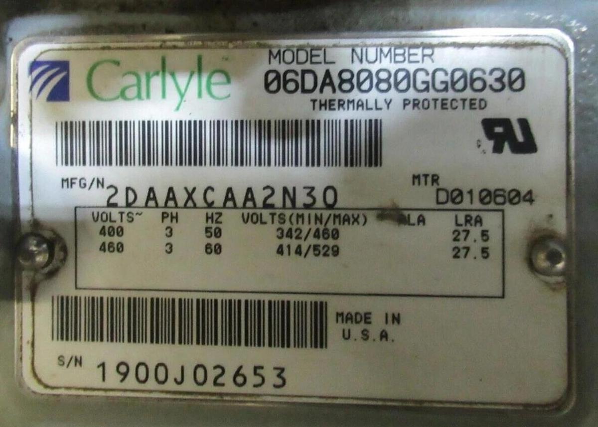 Used CARRIER PURGE UNIT 49724 19XBO-4280607 300 PSI 115V 10 AMP W/ 06DA8080GG0630