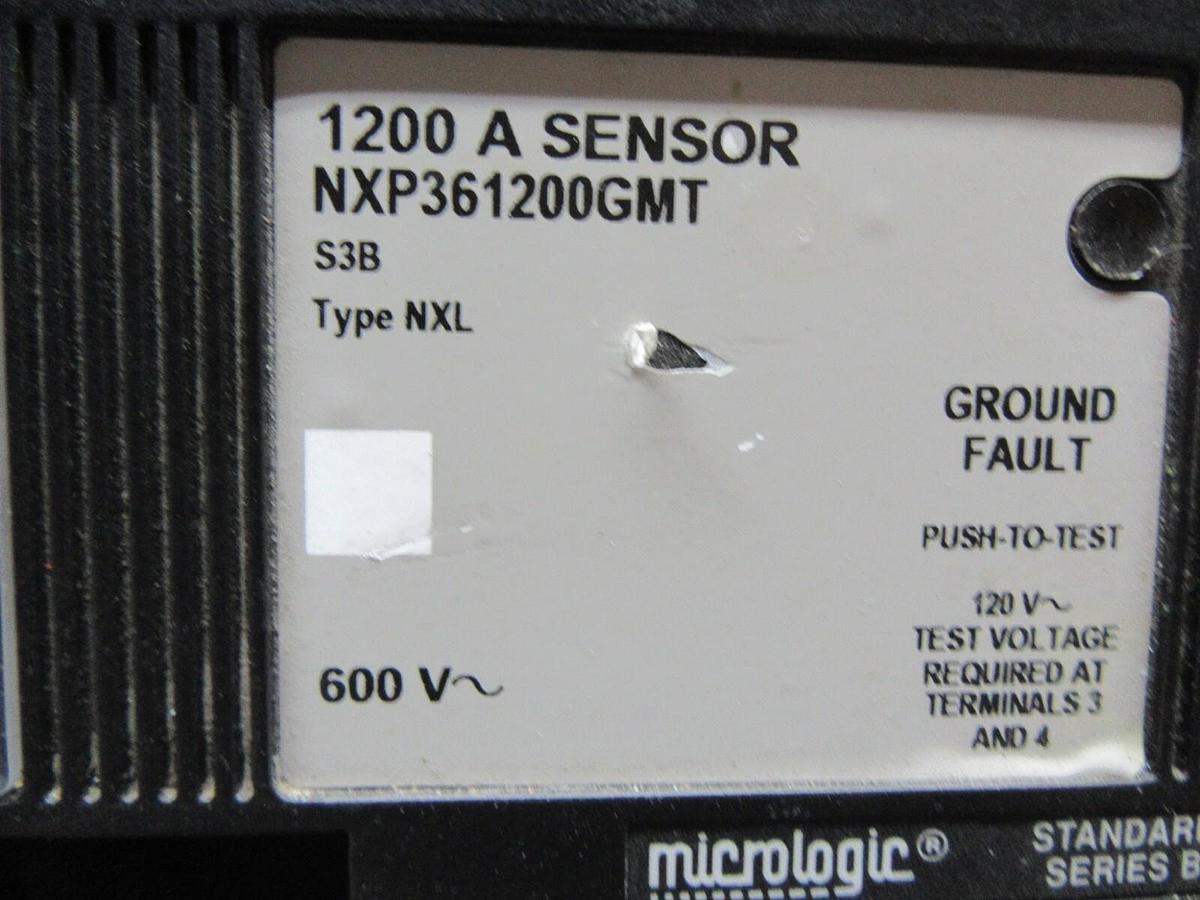 Used SQUARE D CIRCUIT BREAKER NXP361200GMT 1200 AMP 600V W/ ARP100 AND GROUND FAULT