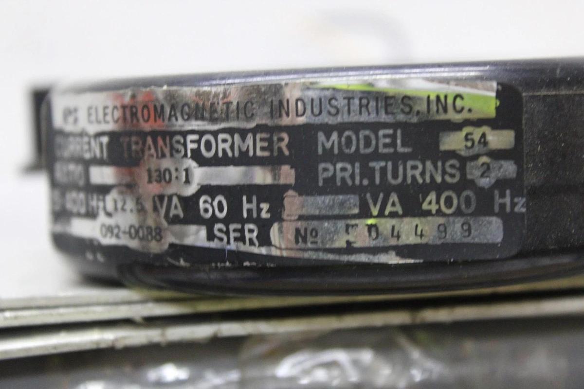 Used ELECTROMAGNETIC INDUSTRIES CURRENT TRANSFORMER 092-0088 130:1 12.5 VA 60-400 HZ