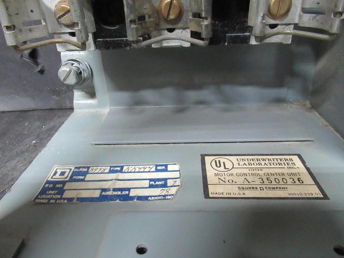 Used SQUARE D MCC MOTOR CONTROL DUAL FEEDER 17" MODEL 4 NO FUSES WITH DISCONNECTS