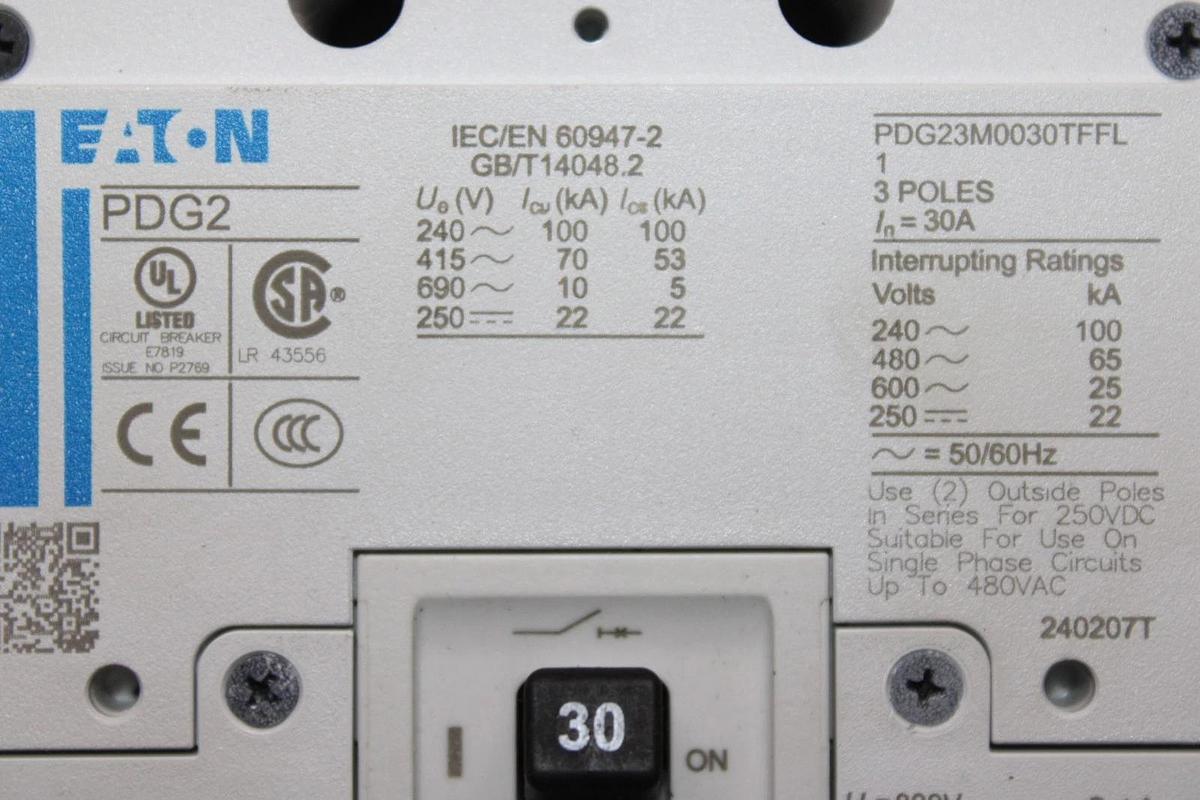 NEW EATON CIRCUIT BREAKER PDG23M0030TFFL 30 AMP 3-POLE 600 VAC *WARRANTY*