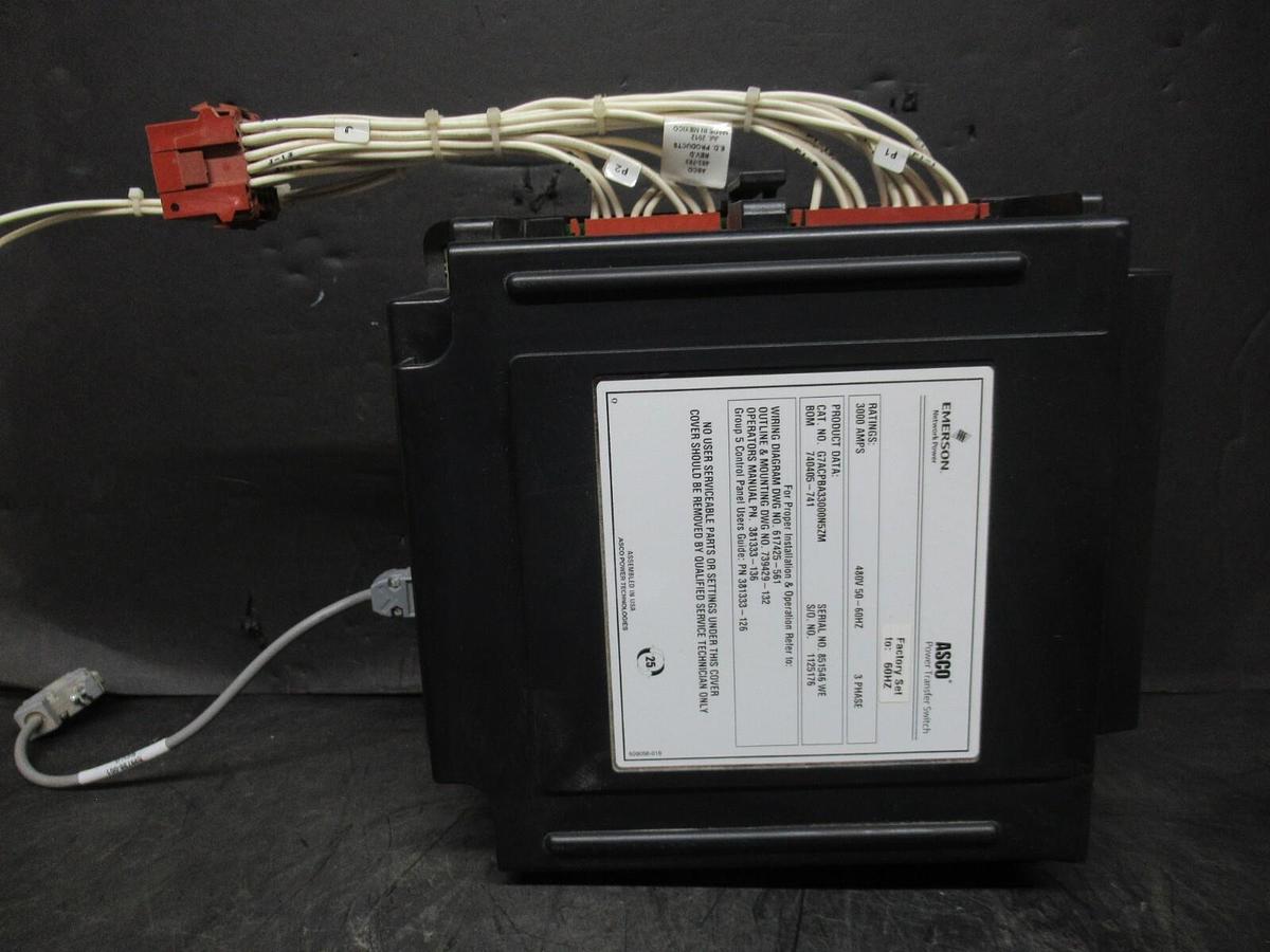 Used EMMERSON ASCO TRANSFER SWITCH G7ACPBA33000N5ZM CONTROL CENTER 3000 AMP 480V