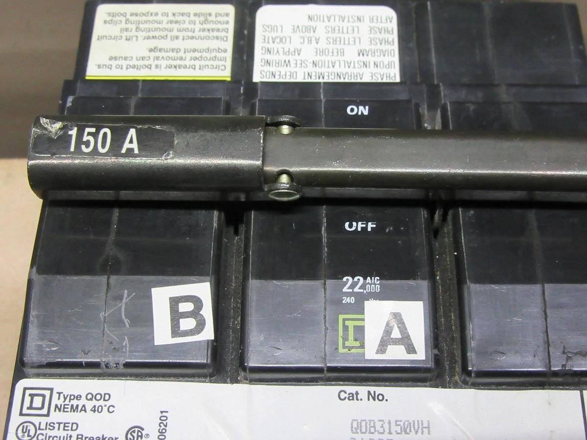 Used SQUARE D CIRCUIT BREAKER QOB3150VH 150 AMP 240 VAC 3-POLE **WARRANTY**