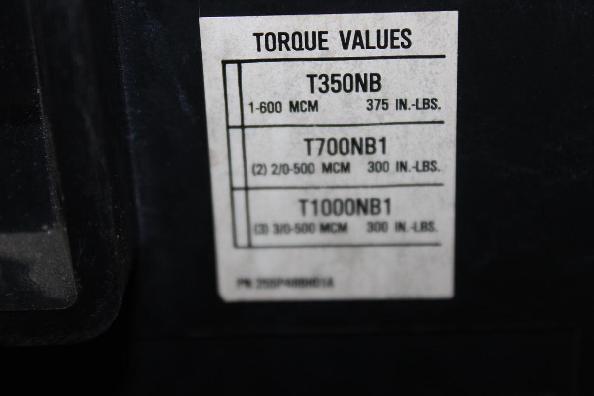 Used CUTLER-HAMMER CIRCUIT BREAKER MS360700A 700 AMP 600 VAC 3-POLE
