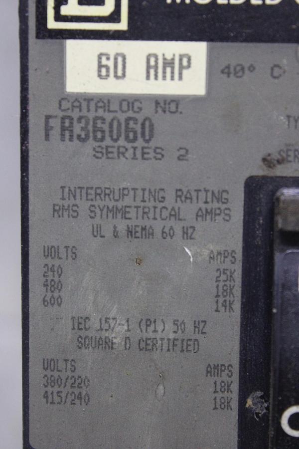 Used SQUARE D I-LINE CIRCUIT BREAKER FH26020AB 20 AMP 600 VAC 2-POLE