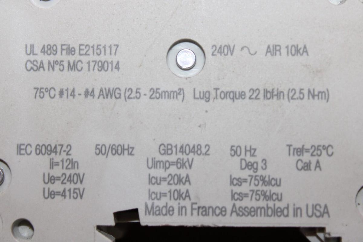 Used SCHNEIDER CIRCUIT BREAKER C60-13A 13 AMP 240 VAC 2-POLE **WARRANTY**